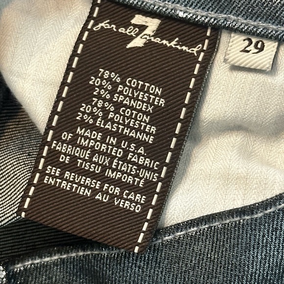 7 For All Mankind The Skinny Liquid Metallic Blue Gray Pewter Jeans USA Size 29 - Picture 8 of 9